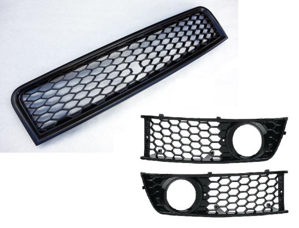 Sportgrill Passend für Audi A4 B6/8E Lüftungsgitter und Waben Front Kühlergrill Grill 01-05