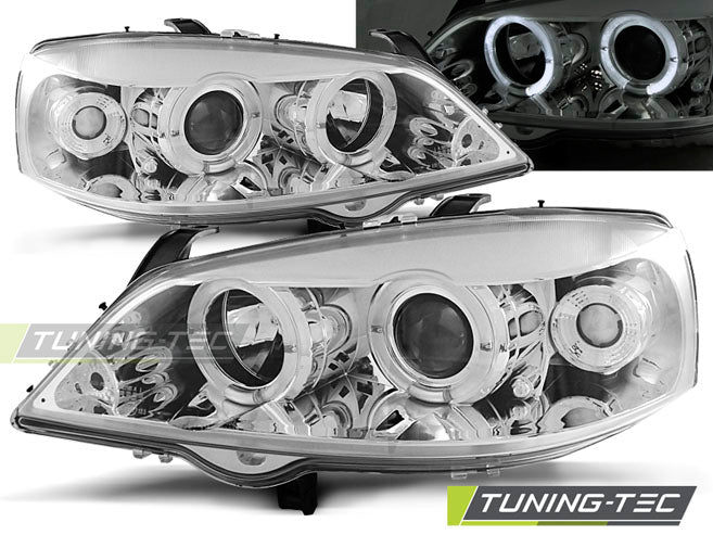 Scheinwerfer OPEL ASTRA G 09.97-02.04 Angel Eyes Chrom passend für