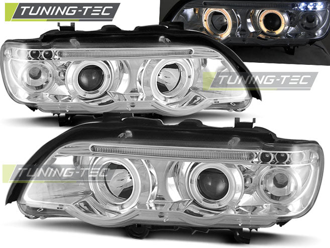 Scheinwerfer Angel Eyes Chrom passend für BMW X5 E53 09.99-10.03