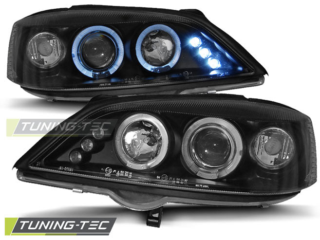 Scheinwerfer OPEL ASTRA G 02.98-02.04 Angel Eyes Schwarz passend für