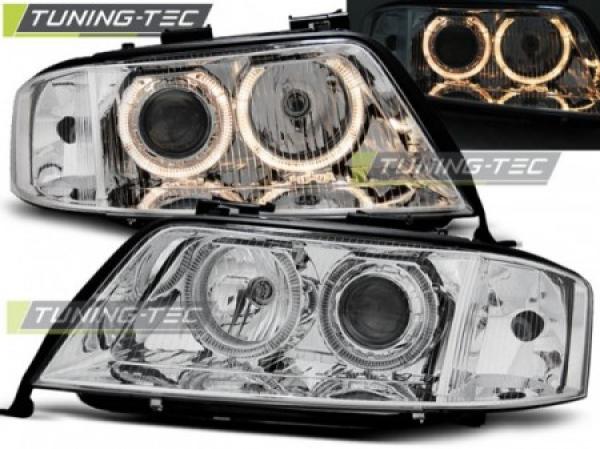 Scheinwerfer Angel Eyes passend für Audi A6 C5 4B Bj. 97-01 Chrom
