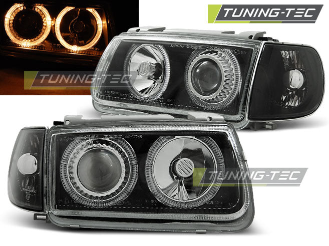 Scheinwerfer Angel Eyes Schwarz passend für VW POLO 6N 10.94-09.99