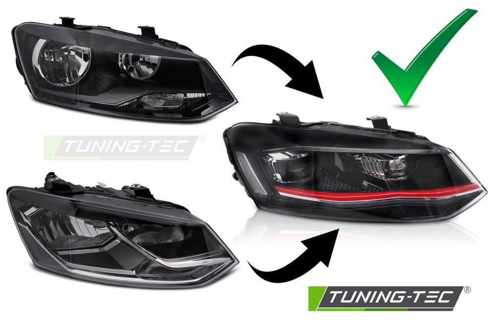 Scheinwerfer Voll-LED RED LED-Tagfahrlicht SEQ passend für VW POLO 6R 09-17