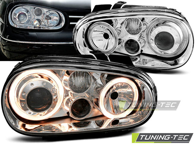 Scheinwerfer Angel Eyes Chrom passend für VW GOLF 4 09.97-09.03