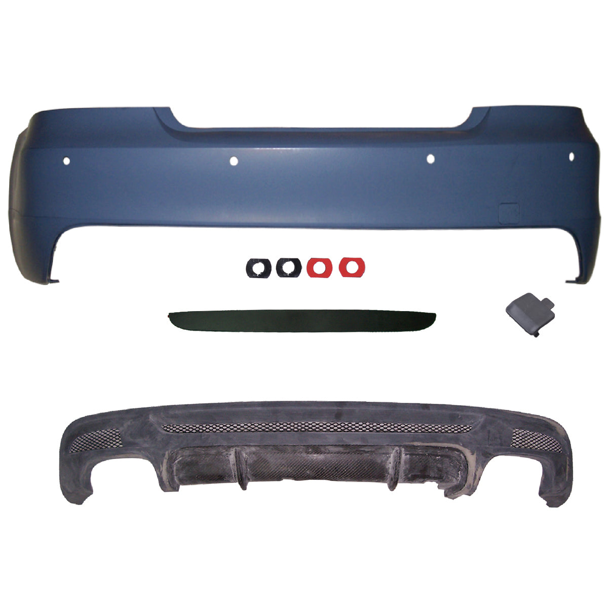 Heckstoßstange Sport mit PDC mit Diffusor passend für BMW 1er E82 E88 2007-2013 – Ansicht 2
