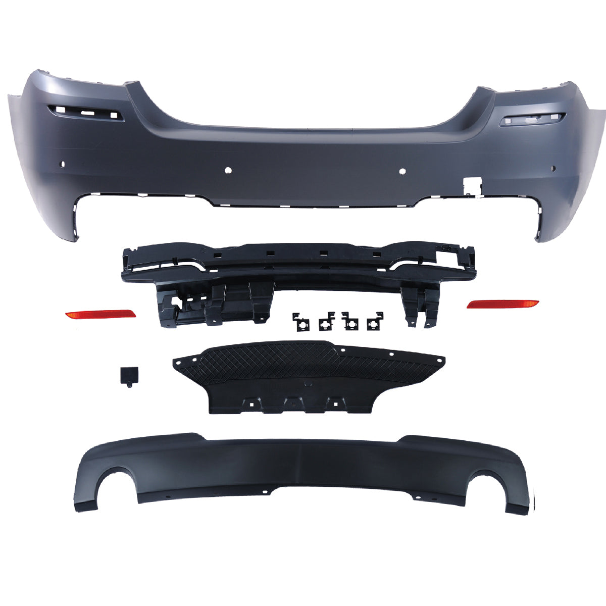 Heckstoßstange Sport mit PDC mit Diffusor passend für BMW 5er 2010-2017 – Ansicht 2