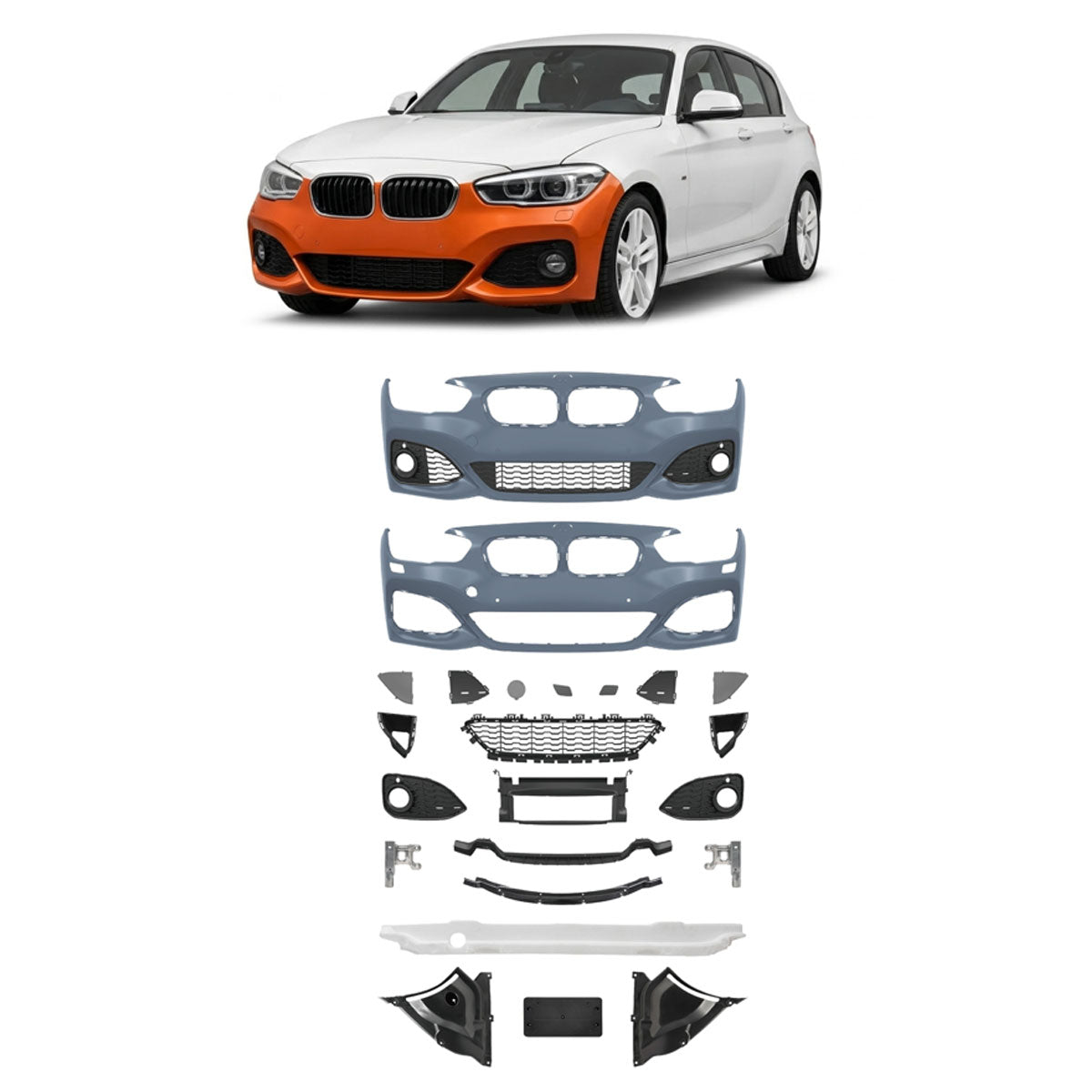 Frontstoßstange M-Tech mit PDC mit SRA passend für BMW 1er F20 F21 2015-2019 – Ansicht 1
