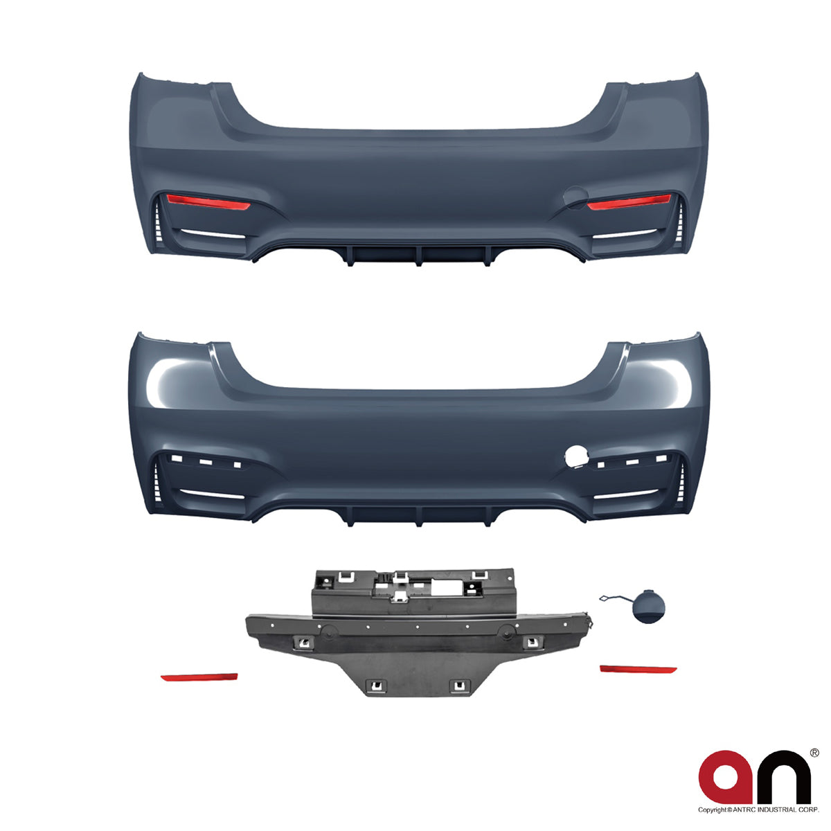 Heckstoßstange mit PDC mit Diffusor passend für BMW 3er F30 Limousine 2012-2018 – Ansicht 2