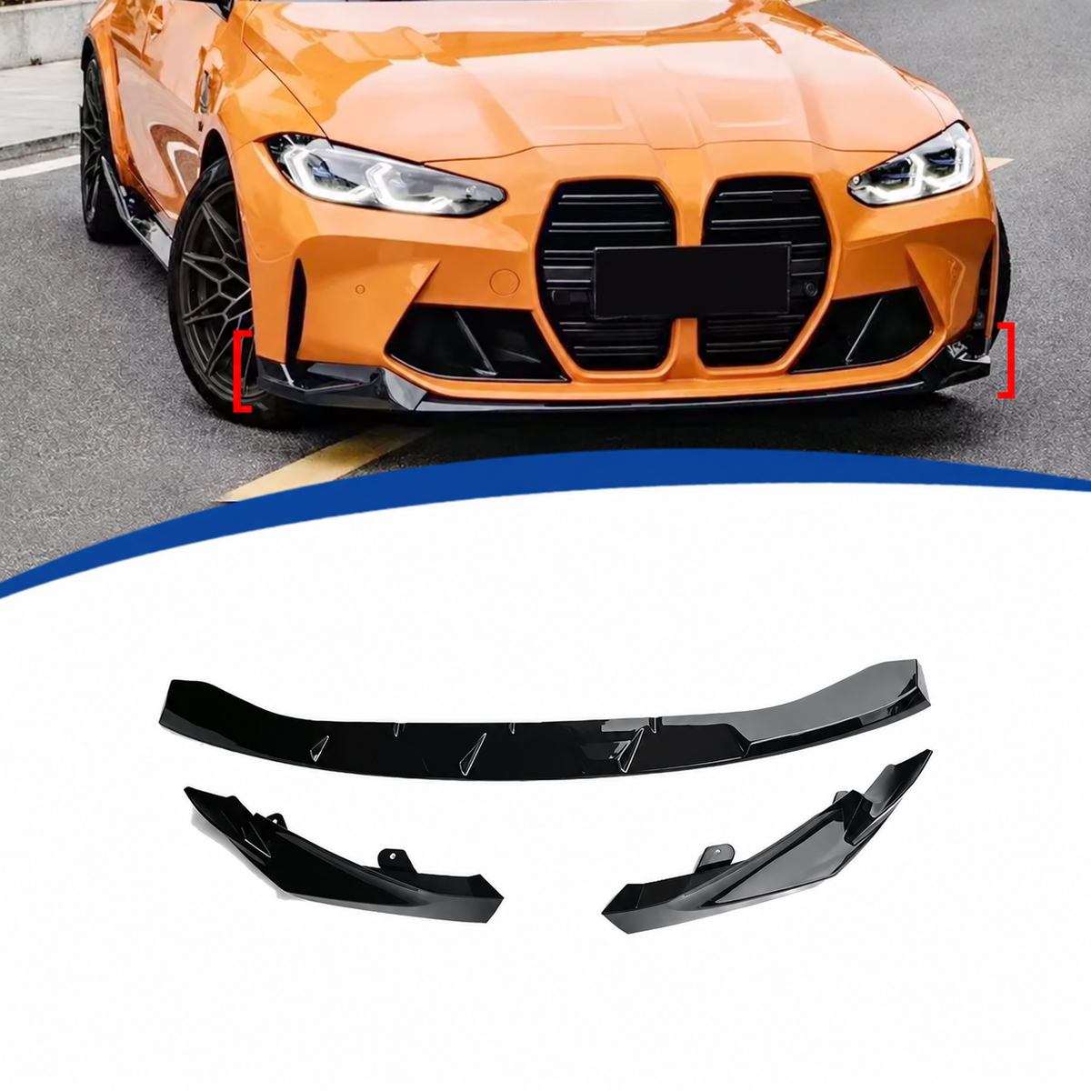 Frontspoiler schwarz glänzend passend für BMW M3 G80 / M4 G82 G83 2021-heute – Ansicht 1