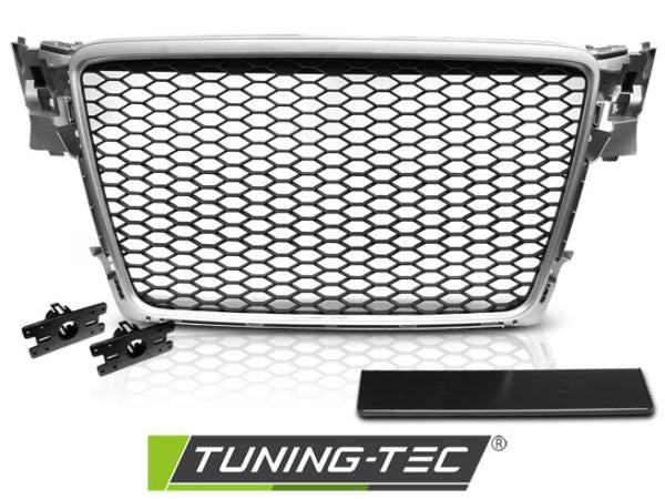 Sportgrill / Kühlergrill passend für Audi A4 B8 (8K) 08-11 matt silber in Wabendesign