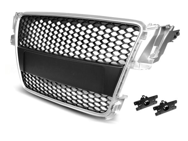 Sportgrill / Kühlergrill passend für Audi A5 (8T) 07-11 matt silber in Wabendesign