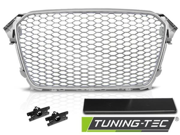 Sportgrill / Kühlergrill passend für Audi A4 B8 (8K) Facelift 11-15 silber in Wabendesign
