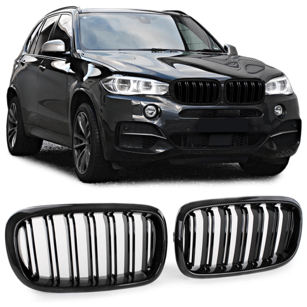 Kühlergrill Frontgrill passend für BMW X5 F15 / X6 F16 13-17 Doppelsteg Schwarz Glanz