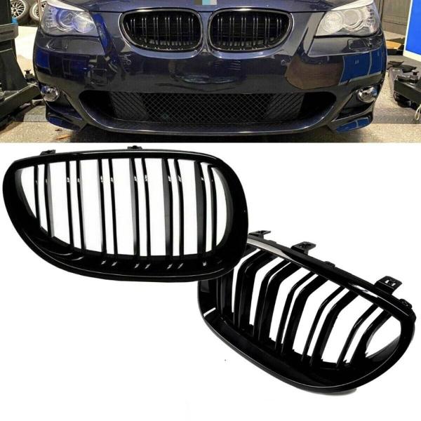 Sportgrill Kühlergrill Doppelsteg passend für BMW 5er E60 / E61 03-10 Hochglanz schwarz