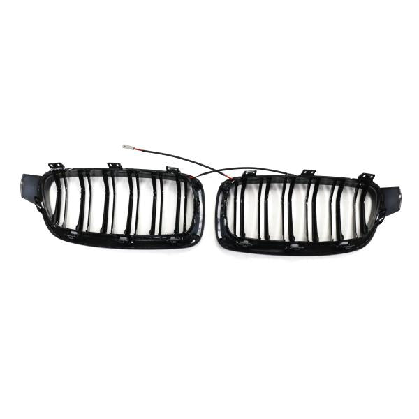 LED KÜHLERGRILL Doppelsteg passend für BMW 3ER F30 F31 AB 11-19 SCHWARZ GLANZ