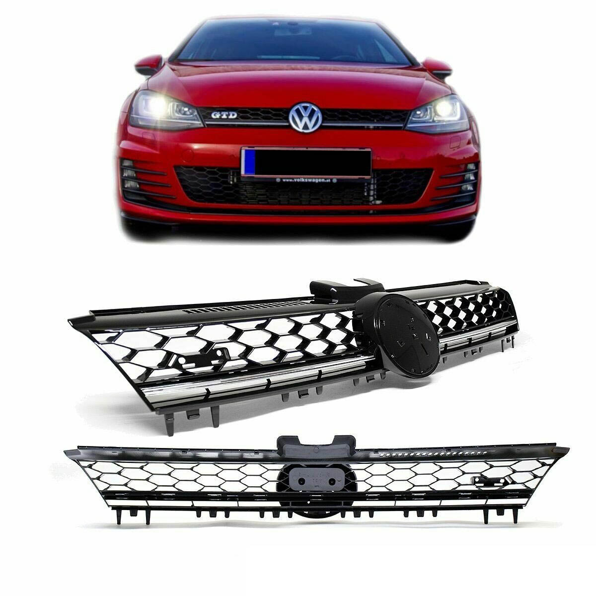 Front Grille Black & Chrome passend für VW Golf 7 2012-2017 GTD – Bild 5