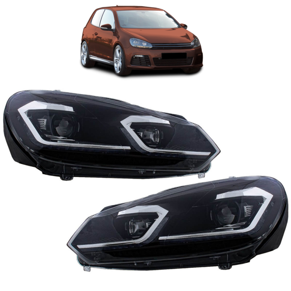 Scheinwerfer H7/LED Klarglas schwarz passend für VW Golf 6 Bj. 08-13 dyamische Blinker