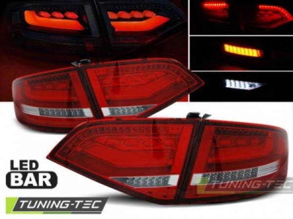 Voll LED Lightbar Rückleuchten passend für Audi A4 B8 (8K) Limo Bj. 08-11 Rot/Chrom
