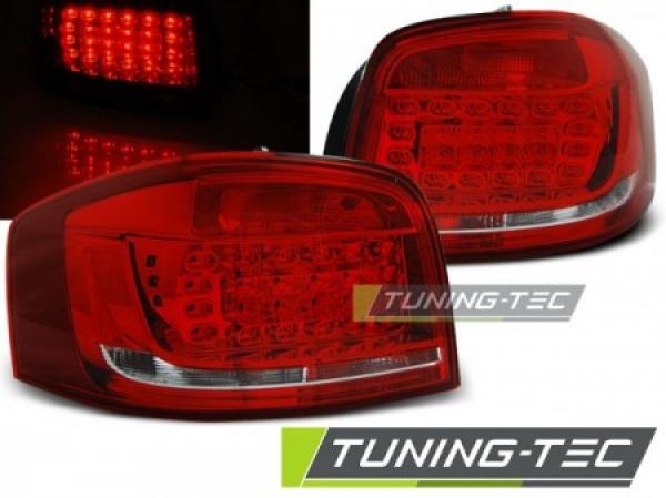 LED Rückleuchten passend für Audi A3 8P Facelift Bj. 08-12 Rot/Chrom