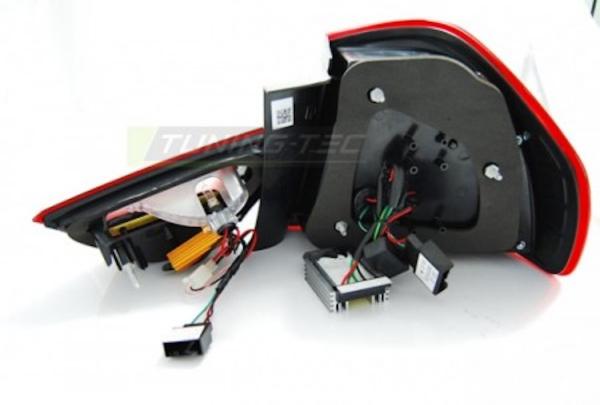 LED Lightbar Rückleuchten passend für BMW E90 LCI Limo Bj. 08-12 Rot/Chrom
