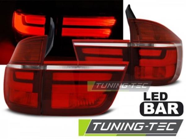LED Lightbar Rückleuchten passend für BMW X5 E70 Bj. 07-10 Rot/Chrom