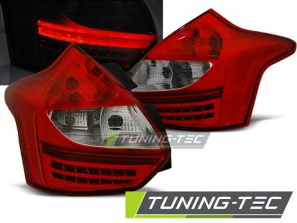 LED Lightbar Rückleuchten passend für Ford Focus MK3 Bj. 11-14 Rot/Chrom