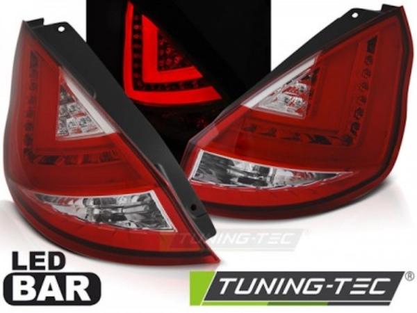 LED Lightbar Rückleuchten passend für Ford Fiesta MK7 Bj. 08-12 Rot/Chrom