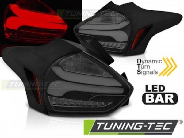 LED Lightbar Rückleuchten passend für Ford Focus MK3 15- Black Smoke dynamischer Blinker