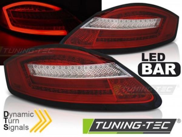 Voll LED Lightbar Rückleuchten passend für Porsche Boxster 987 + Cayman 04-09 Rot/Chrom