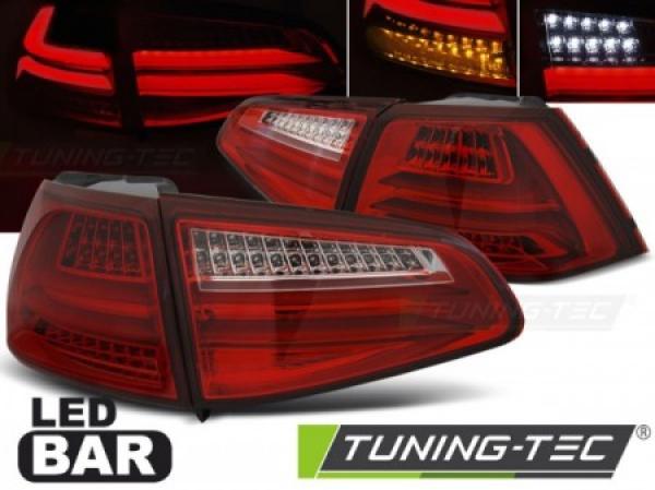 Voll LED Lightbar Rückleuchten passend für VW Golf 7 (VII) Limo Bj. 12-17 Rot/Smoke