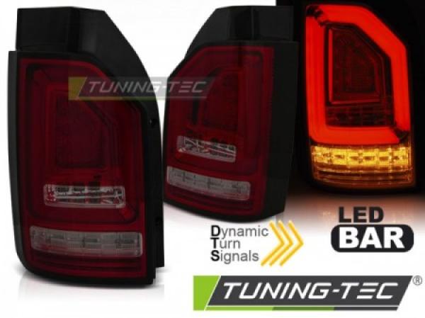 Voll LED Lightbar Rückleuchten passend für VW T6 Bj. 15-19 Rot/Smoke (Heckklappe / LED)