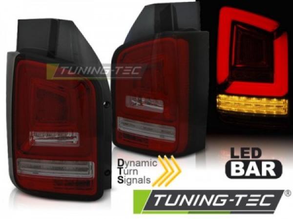 Voll LED Lightbar Rückleuchten passend für VW T6 15-19 Rot/Smoke (Flügeltüren / Halogen)
