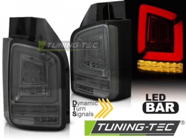 Voll LED Lightbar Rückleuchten passend für VW T6 Bj. 15-19 Smoke (Flügeltüren / Halogen)