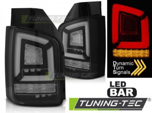 Voll LED Lightbar Rückleuchten passend für VW T5 GP Facelift 09-15 Schwarz (Flügeltüren)