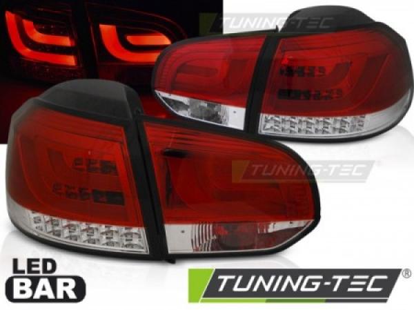 LED Lightbar Rückleuchten passend für VW Golf 6 (VI) Bj. 08-12 Rot/Chrom