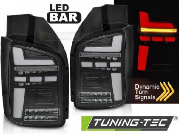 Voll LED Lightbar Rückleuchten passend für VW T5 GP Facelift 09-Schwarz (Flügeltüren)