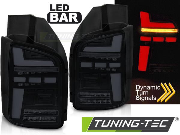 Voll LED Lightbar Rückleuchten passend für VW T615-19 Schwarz Smoke (Flügeltüren / Halogen)