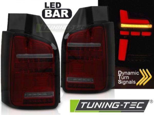 Voll LED Lightbar Rückleuchten passend für VW T6 15-19 Rot/Smoke (Flügeltüren / Halogen)