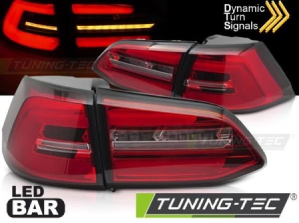 Voll LED Lightbar Rückleuchten passend für VW Golf 7 (VII) Variant Bj. 13-17 Rot/Chrom
