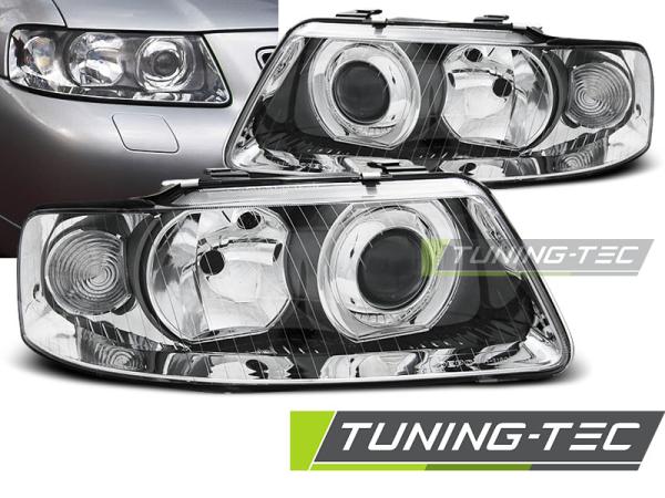 Design Scheinwerfer passend für Audi A3 8L Facelift 00-03 chrom