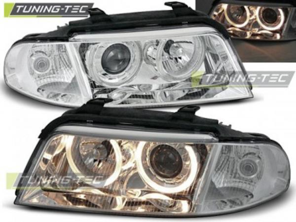 Scheinwerfer Angel Eyes passend für Audi A4 B5 Facelift Bj. 99-00 Chrom