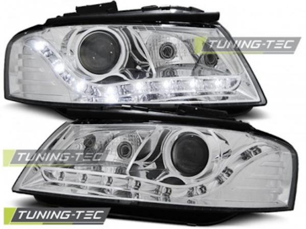 Scheinwerfer LED Tagfahrlicht Optik passend für Audi A3 8P 8PA Bj. 04-08 Chrom