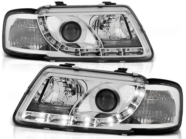 LED Tagfahrlicht Design Scheinwerfer passend für Audi A3 8L 96-00 chrom