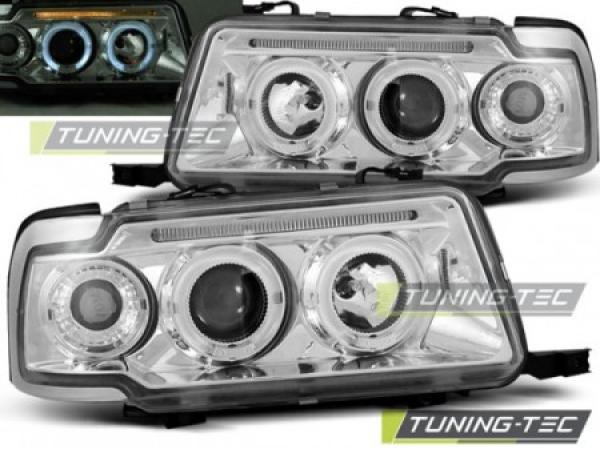 Scheinwerfer Angel Eyes passend für Audi 80 B4 Bj. 91-96 Chrom