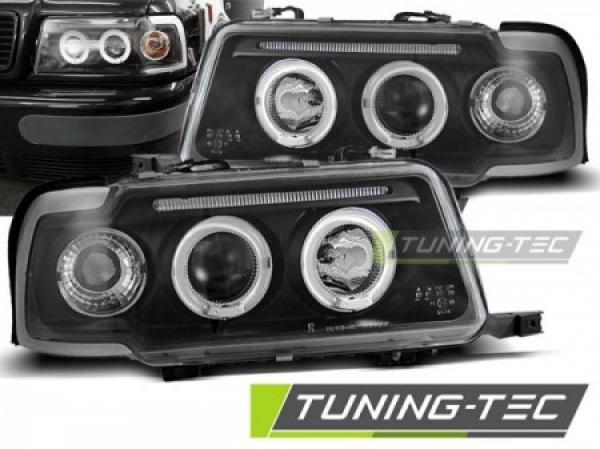 Scheinwerfer Angel Eyes passend für Audi 80 B4 Bj. 91-96 Schwarz