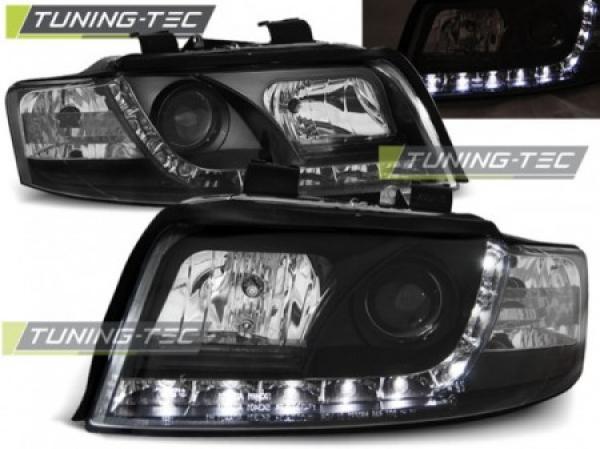 LED Tagfahrlicht Design Scheinwerfer passend für Audi A4 B6 00-04 schwarz