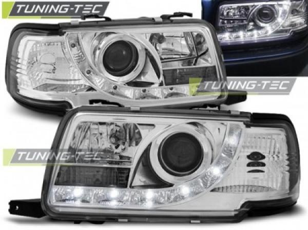 Scheinwerfer LED Tagfahrlicht Optik passend für Audi 80 B4 Bj. 91-96 Chrom