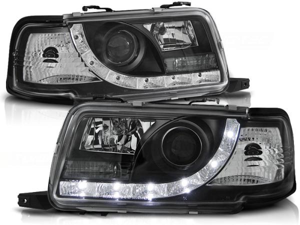 LED Tagfahrlicht Design Scheinwerfer passend für Audi 80 B4 91-96 schwarz