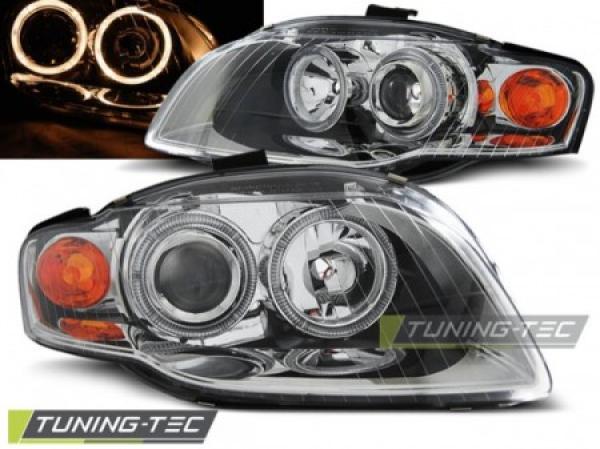 Scheinwerfer Angel Eyes passend für Audi A4 B7 Bj. 04-08 Chrom
