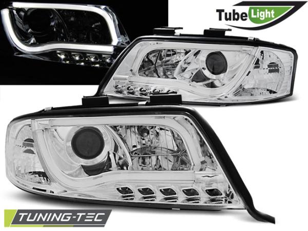 LED Tagfahrlicht Design Scheinwerfer passend für Audi A6 4B 97-01 chrom